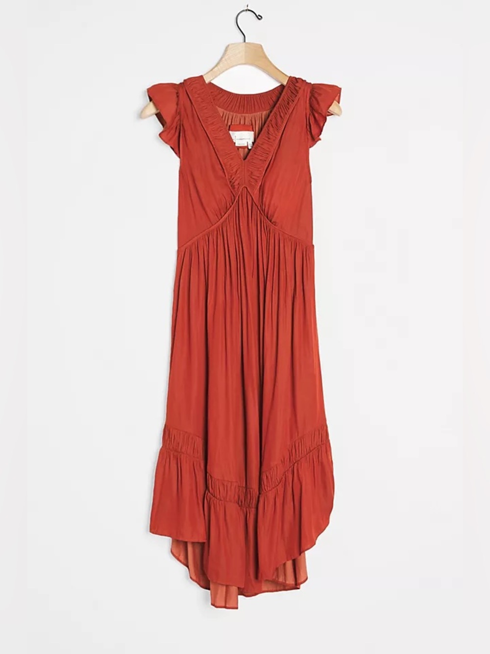 Anthropologie Rust Orange High-Low Maxi Dress